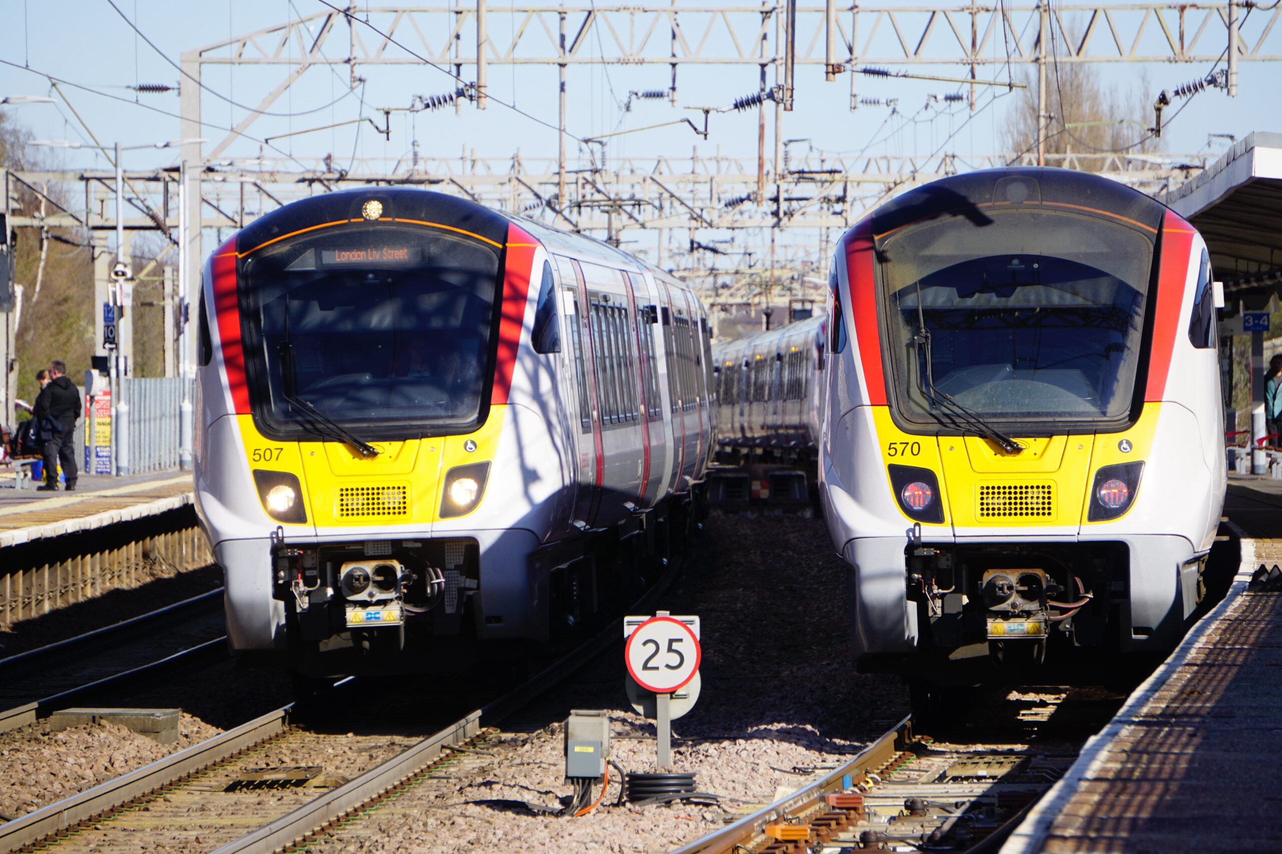 Image of Greater anglia trains parked at the station